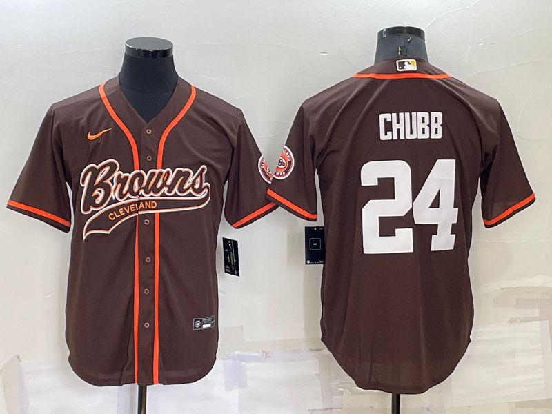 Men Cleveland Browns 24 Chubb brown 2022 Nike Co branded NFL Jersey